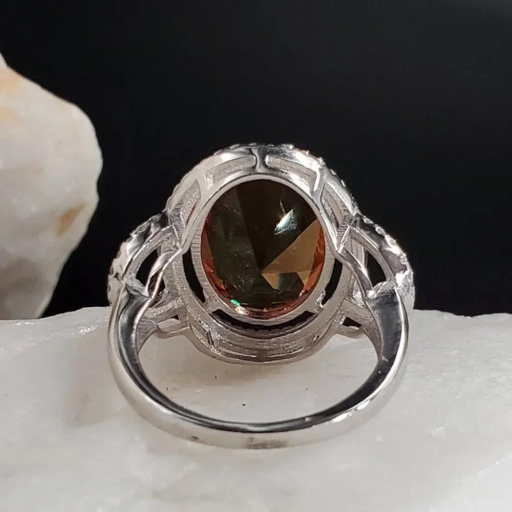 Sterling Silver 925 Ring Alexandrite Stone White Topaz Unique Silversmith